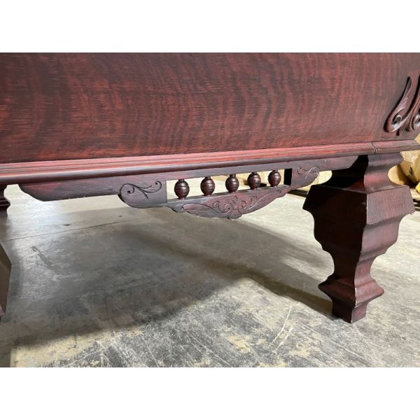 Extremely rare Antique Brunswick Billiards 9 foot Pool Table from the late 1800's with Mahogany finish, carved details and appliqués