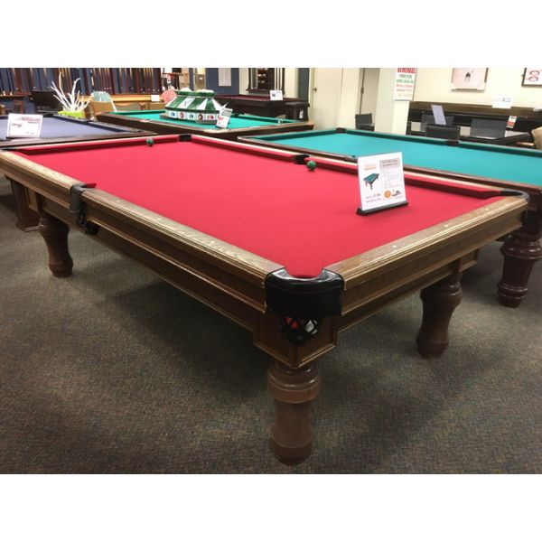 Used 9 foot Beringer Billiard brand Walnut finish Oak pool table with