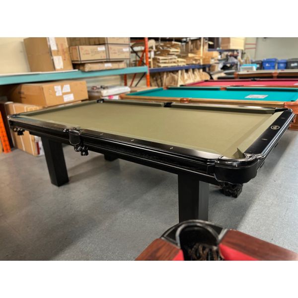 Majestic Billiards Demonstrator 8 foot pool table with two-tone Walnut and Black finish and 3/4 inch natural slate playing surface Code : TABLE402MAG8P
Made from solid European and North American hardwoods and engineered woods and genuine leather brown p