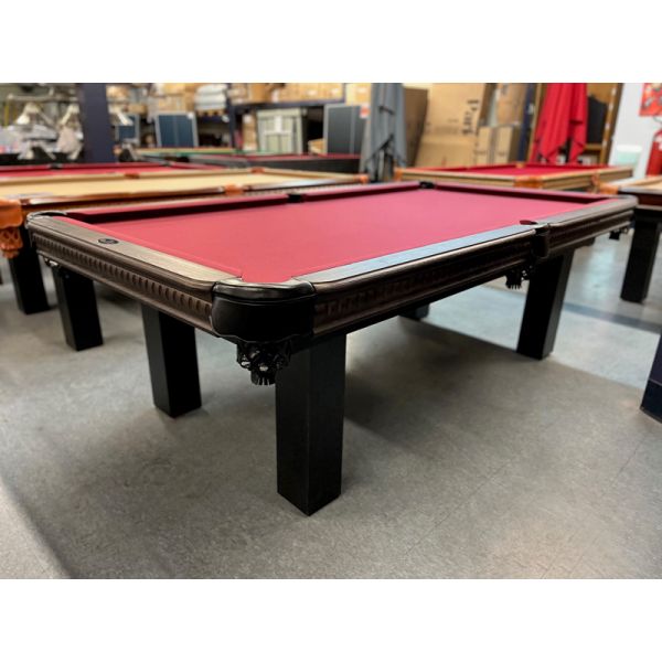 Majestic Billiards Demonstrator 8 foot pool table with two-tone Rustic Brown and Black finish and 3/4 inch natural slate playing surface Code : TABLE407MAG8P
Made from solid European and North American hardwoods and engineered woods and genuine leather p