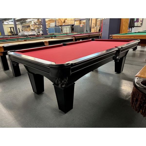 JPN Billiard Brand 8 foot used pool table with solid Maple hardwood rails and natural quarried slate Code :  TABLE388JPN8P 
Made with solid Maple wood rails, high density laminate, natural wood veneer structure and genuine leather pockets. Includes a 1 y