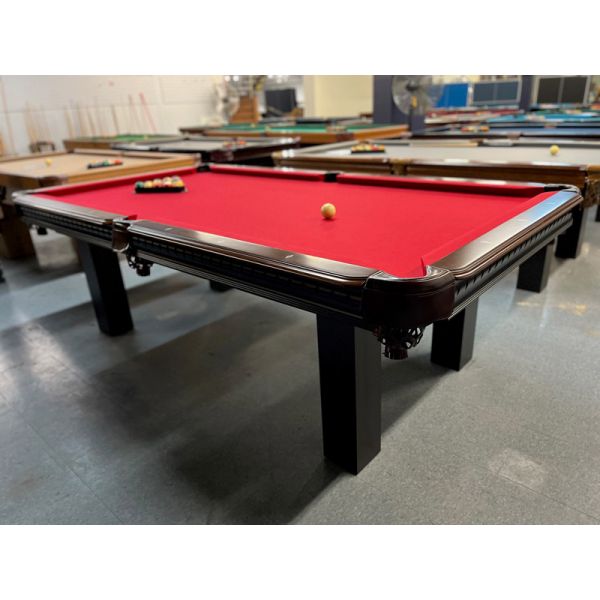 Majestic Demonstrator floor model 8 foot with Black and Walnut Two-Tone finish pool table with natural quarried 3/4 inch slate Code : TABLE478MAG8P
