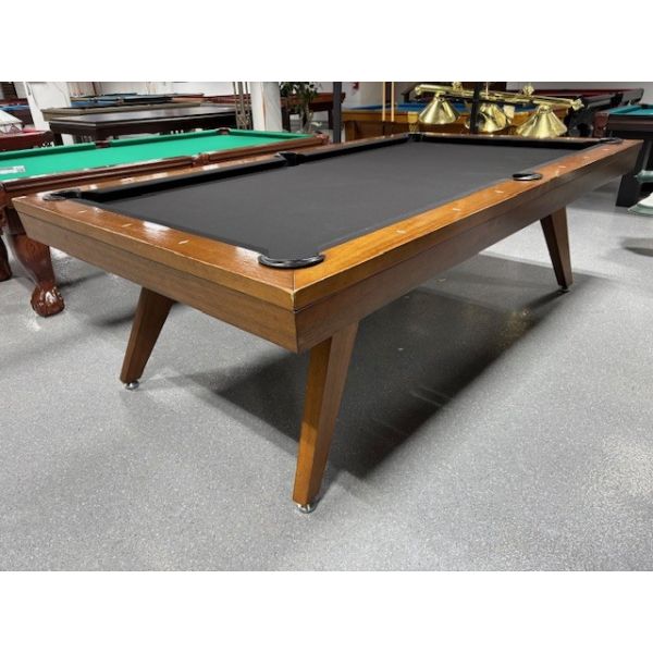 Majestic Copenhagen natural quarried 8 foot slate Walnut finish Mid Century Modern used pool table TABLE513MJ8P
Made with hardwood, inset pockets and brand new Black Andy 600T Club stain protected billiard professional style fast cloth.
Includes a one y