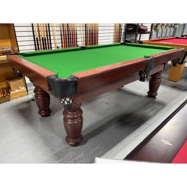 Palason Mont-Royal 7 foot natural quarried 1 inch slate used pool table Code: TABLE550PAL7P
Made with hardwood and engineered woods, genuine leather pockets and professional competition style Green fast billiard cloth.
