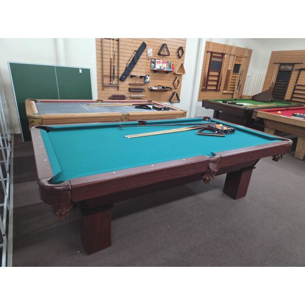 Used Palason St-Laurent 8 foot pool table with Mahogany finish and 3/4 inch thick natural slate Code : TABLELIQ135OTT
Made with solid Oak rails, engineered wood frame and structure and genuine leather pockets.
Includes a 1 year warranty, original billi