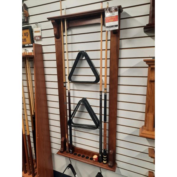 Port finish used solid hard wood pool cue rack