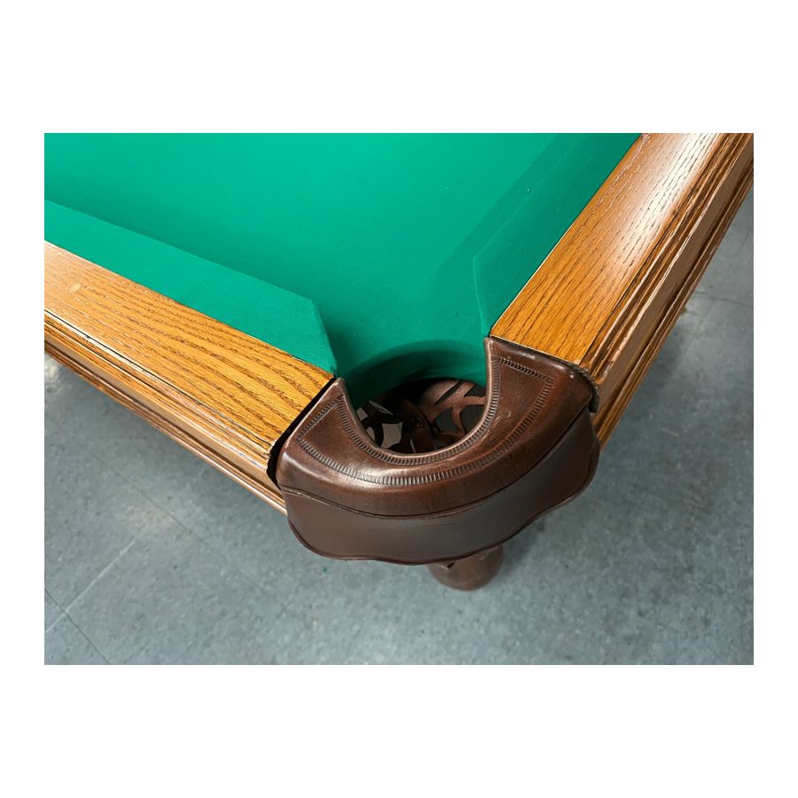 Used 9 foot Beringer Billiard brand Walnut finish Oak pool table with