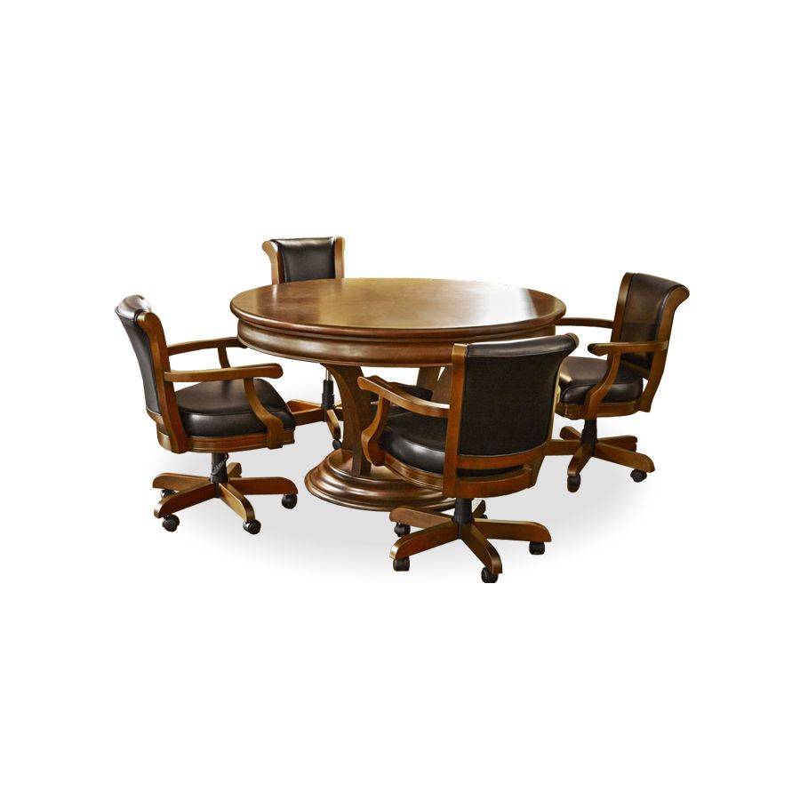 Brunswick 5 piece complete set of reversible dining and poker table including 4 chairs