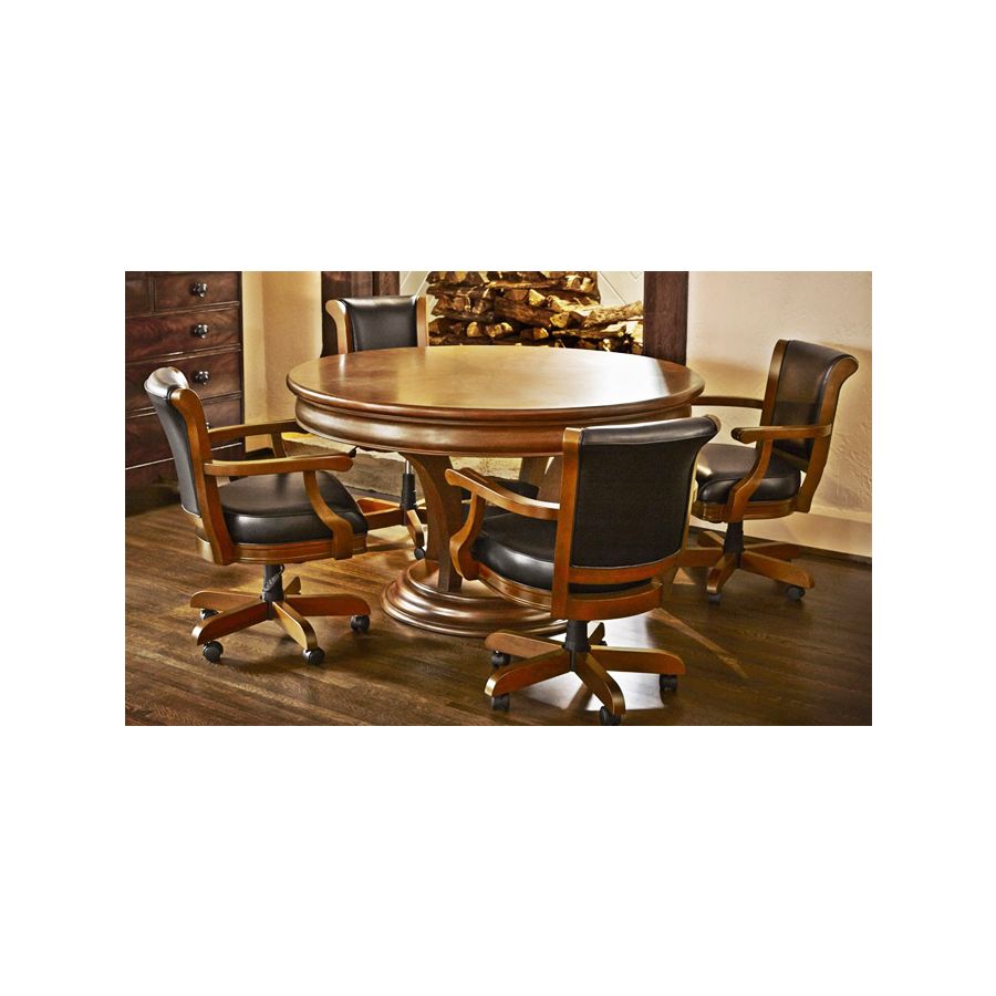Brunswick 5 piece complete set of reversible dining and poker table including 4 chairs