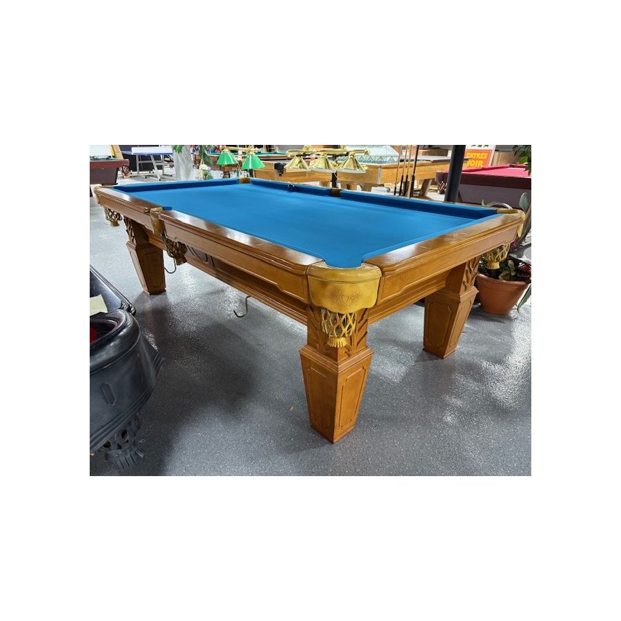 Medium Oak finish 8 foot natural quarried 1 inch slate used pool table ...