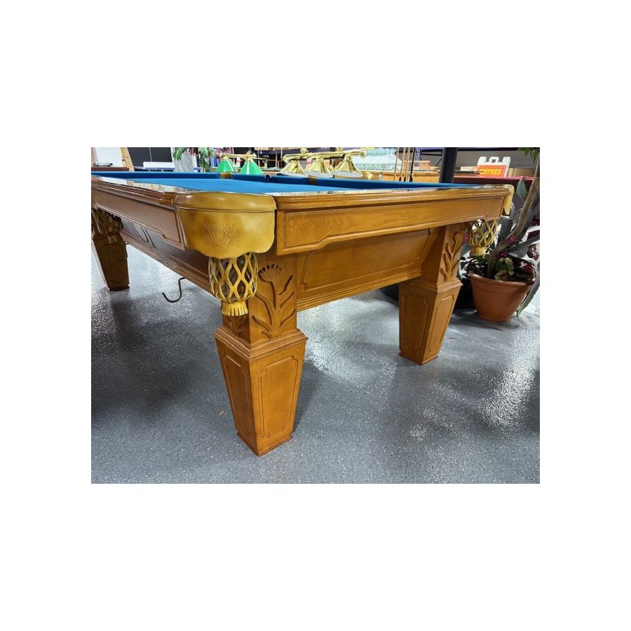 Medium Oak finish 8 foot natural quarried 1 inch slate used pool table ...