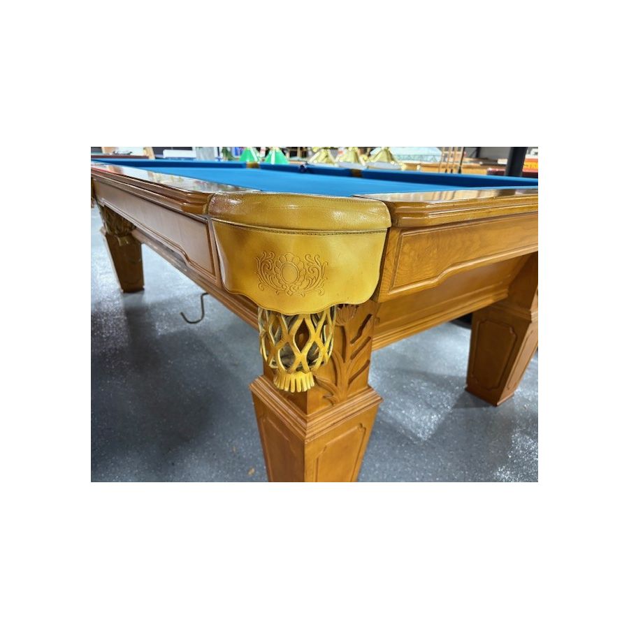 Medium Oak finish 8 foot natural quarried 1 inch slate used pool table ...