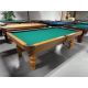 Palason Mont-Royal 8 foot used pool table with 1 inch thick natural slate Code : TABLE534PAL8P
Made with 1 inch thick slate, hardwood and engineered wood in Medium Oak finish, turned legs, genuine leather brown pockets and Green billiard cloth. Code :  T