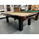 Majestic 8 foot pool table floor model with solid hardwood Walnut finish rails 3/4 inch slate with Beige felt Code : TABLELIQ391 
Made with solid North American and European hardwood rails, high density and quality black finish laminate and MDF structure