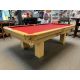 Dufferin Billiard 8 foot used pool table with 1 inch thick slate, genuine leather pockets, 
Burgundy Andy 600 Professional billiard cloth. Made in Canada with Wood Veneer, solid wood and Arborite surface Code : TABLELIQ127 
Includes a 1 year warranty an