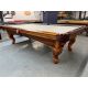 Used Palason Legacy Mallory 9 foot pool table with 1 inch thick slate and Queen Anne legs Code: TABLE470LEG9P. Made of solid hardwood, genuine leather pockets. Includes a one year warranty, a Championship Invitational Grey cloth and a used billiard access