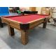 Used Palason Billiards Pioneer 8 foot pool table with 1 inch thick slate and square legs Code: TABLE378PAL8P. Made of solid hardwood, genuine leather pockets with fringes. Includes a one year warranty, a Championship Invitational burgundy cloth and a used