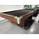 Used OBS Ontario Billiard Supply oversized 8 foot pool table with 1 inch thick slate and pedestal style legs Code: TABLE516OBS8OSP
Made of engineered woods with Arborite/Melamine Rosewood look durable outer laminate and inset pockets. 
Includes a one ye