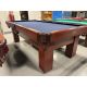 Canada Billard Special Anniversary used 8 foot pool table with 1 inch thick natural quarried slate Code : TABLE520CBB8P Made in Canada with 1 inch thick slate, hardwood and engineered wood, leather pockets and Navy Blue billiard cloth. 
