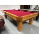 Palason Billiards 9 foot used pool table with 1 inch thick natural slate Code : TABLE529PAL9P
Made with 1 inch thick slate, hardwood and engineered wood with Oak finish, square legs, genuine leathers  pockets and Red  billiard cloth. Code :  TABLE529PAL9