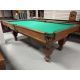 Antique Brunswick Balke Billiards Co. 8 foot natural quarried 1 inch slate used pool table Code: TABLE544BRU8P
Made with hardwood, an incredible amount of detailed wood inlay marquetry work on the 4 panels around the table, genuine leather pockets and br