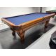 Used 8 foot Majestic Pinnacle Oak Pool Table in Oak Finish with Navy Cloth Code : TABLE570MAJ8P
Made with North American and European Hardwoods, natural quarried slate, genuine leather pockets, a Teflon stain-protected Championship Invitational billiard 