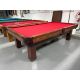 Used 9 foot Palason Deluxe model Pool Table with 1 inch slate and Burgundy Red Billiard cloth Code : TABLE502PAL8P
Made with solid hardwood and Natural Oak Veneered engineered woods with Mahogany finish, natural quarried 1 inch slate and Championship Inv
