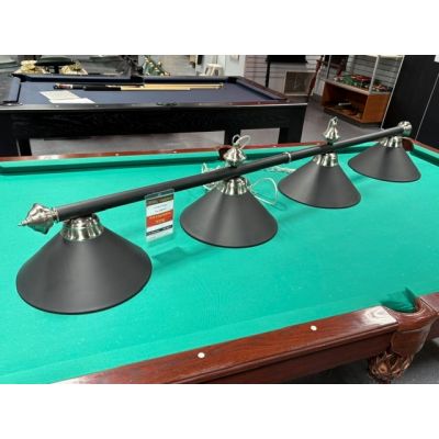 Long 4 shade black billiard pool table lamp for better more even lighting or for use with snooker table