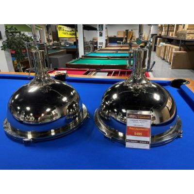 Porthole style Chrome Pool Table or Kitchen Island Industrial ceiling lights 