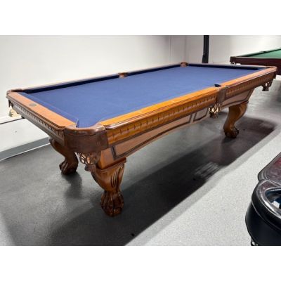 Used 8 foot Majestic Pinnacle Oak Pool Table in Oak Finish with Navy Cloth Code : TABLE570MAJ8P