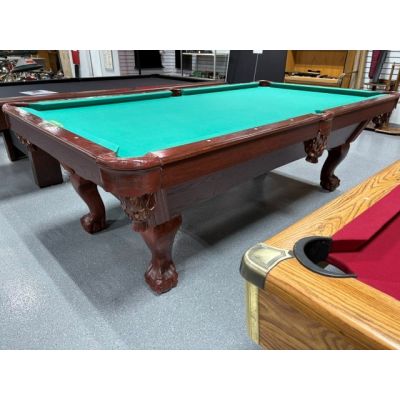 Used 8 foot Canada Billiard Americana 1 inch thick slate Pool Table with Green Moori 500 cloth Code TABLE611CBB8P