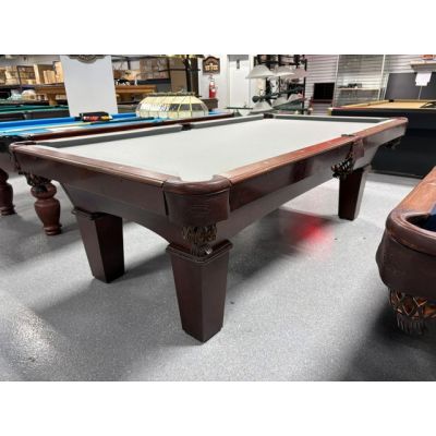 Used 8 foot Olhausen Billiards 1 inch thick slate Pool Table with Walnut finish and Grey cloth Code : TABLE624OLH8P