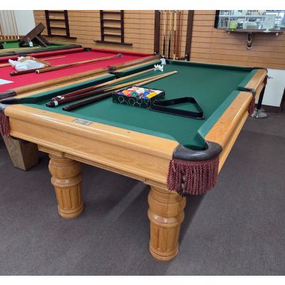 Canada Billiards 7 foot Solid Hardwood used pool table with 1 inch slate and leather pockets Code: TABLELIQ131OTT