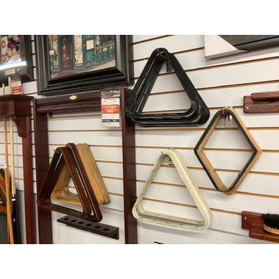 Wide assortment of used billiard triangles for pool 8 and 9 ball, snooker and more at various prices